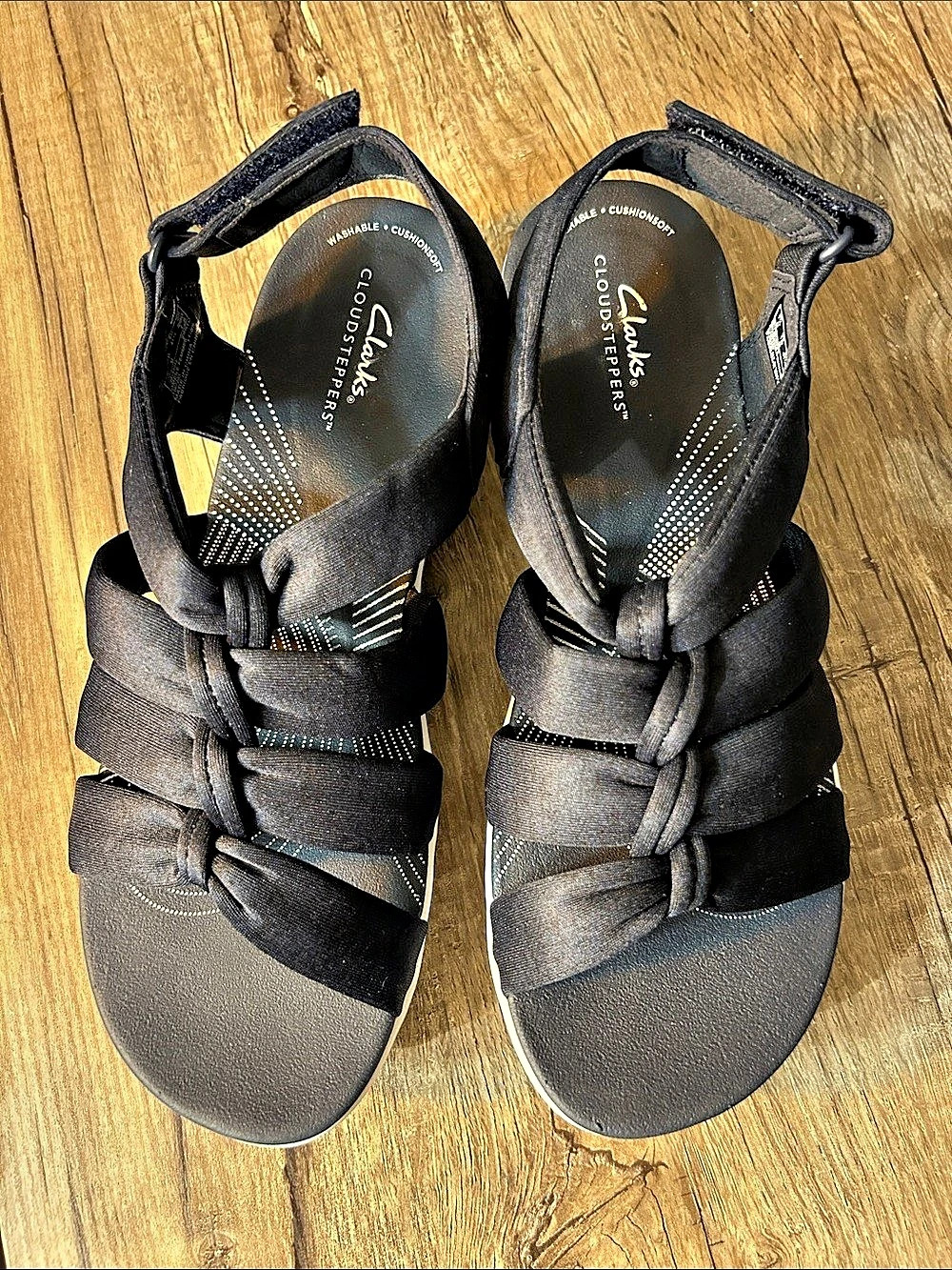 Clarks Cloudsteppers Navy Jersey Sandals US 10M